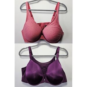 2x Torrid Curve Bra Lot Size 44D Pink Purple Push Up EUC
